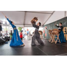 Traditional Korean dancers on the Koreatown stage at Ryde's Lunar New Year festival, 2026