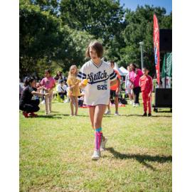 Young girl in the egg and spoon race, West Ryde Easter Celebrations