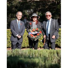 Members of the Chinese community laying a wreath at the Anzac Day Service, Anzac Park, West Ryde