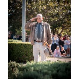 Gentleman paying his respects at the Anzac Day Service, Anzac Park, West Ryde