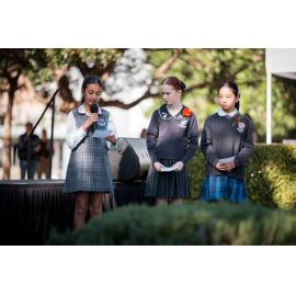 Children speaking at the Anzac Day Service, Anzac Park, West Ryde