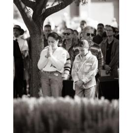 Attendees paying their respects at the Anzac Day Service, Anzac Park, West Ryde