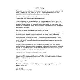 Artificial feelings by Annabelle Whitfield: winner of the writing category, ages 16-19, Youth Creative Competition 2026