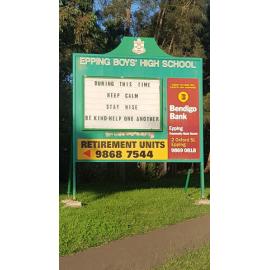 Epping Boys High School notice board, April 2020