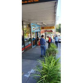 Outside Golden Shark Seafood in Gladesville during the Covid-19 lockdown, May 2020
