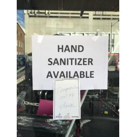 Ryde Pharmacy hand sanitizer signage, March 2020