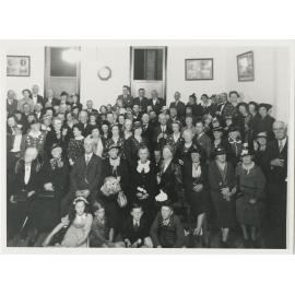 Edward Ernest and Elizabeth Benson with guests at their golden wedding celebration at Ryde School of Arts