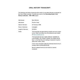 Transcript of an interview with Beryl Skinner
