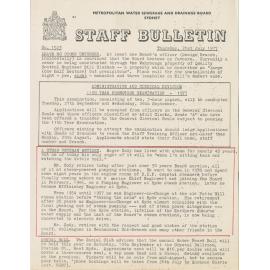 Metropolitan Water Sewerage and Drainage Board Sydney : Staff Bulletin