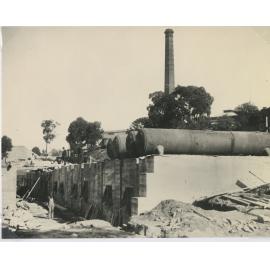 Ryde Pumping Station No.2 : ash tunnel (left), and foundation walls for the boilers (right), 1917